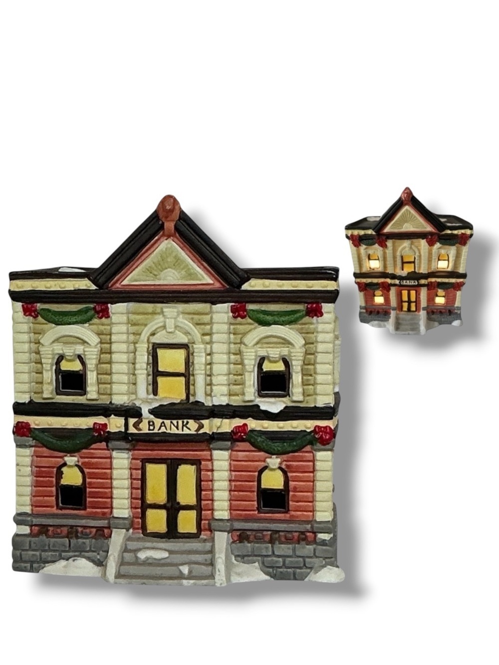 Vintage Victorian Village Collectibles BANK Hand Painted Porcelain Building 1990 - Picture 8 of 16